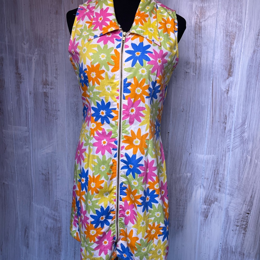 1960s Mod Flower Dress - Picture 2 of 4